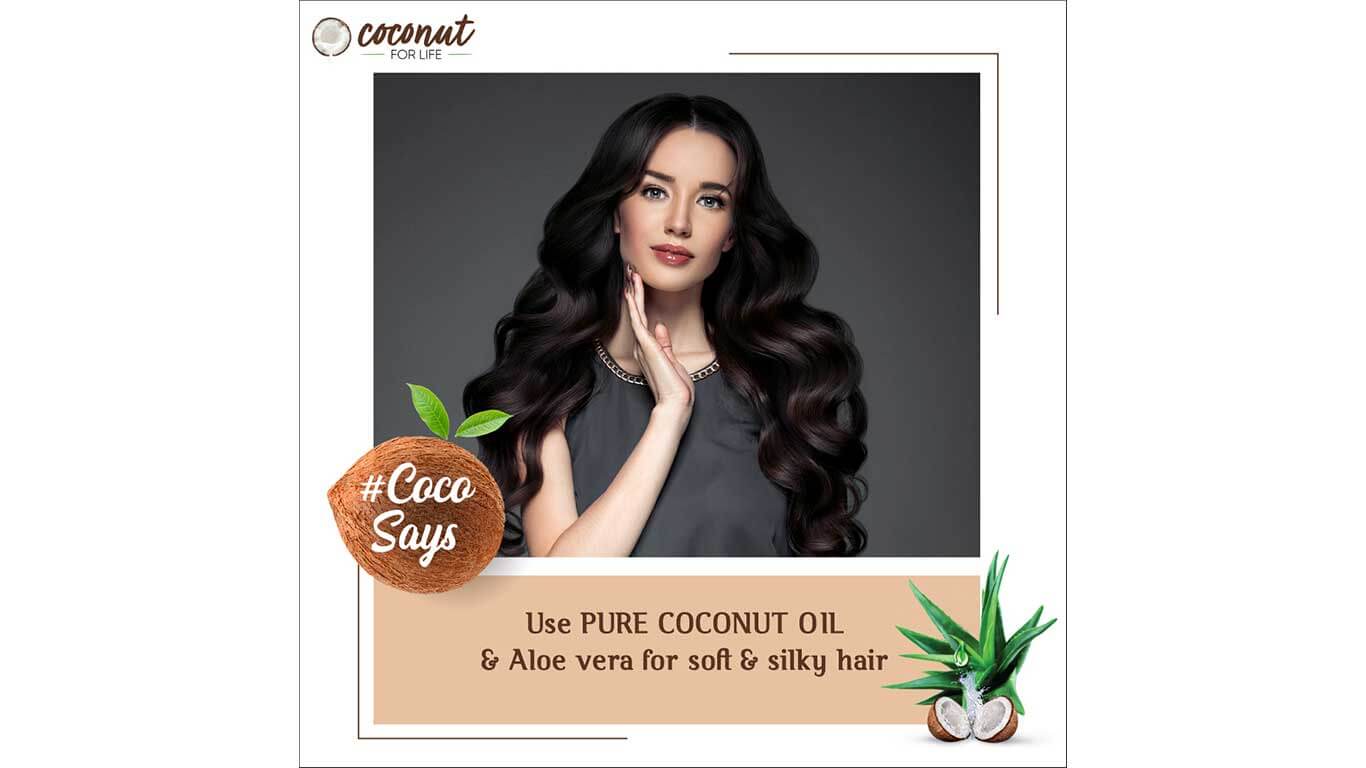 Use Pure Coconut Oil & Aloe vera for soft & silky hair